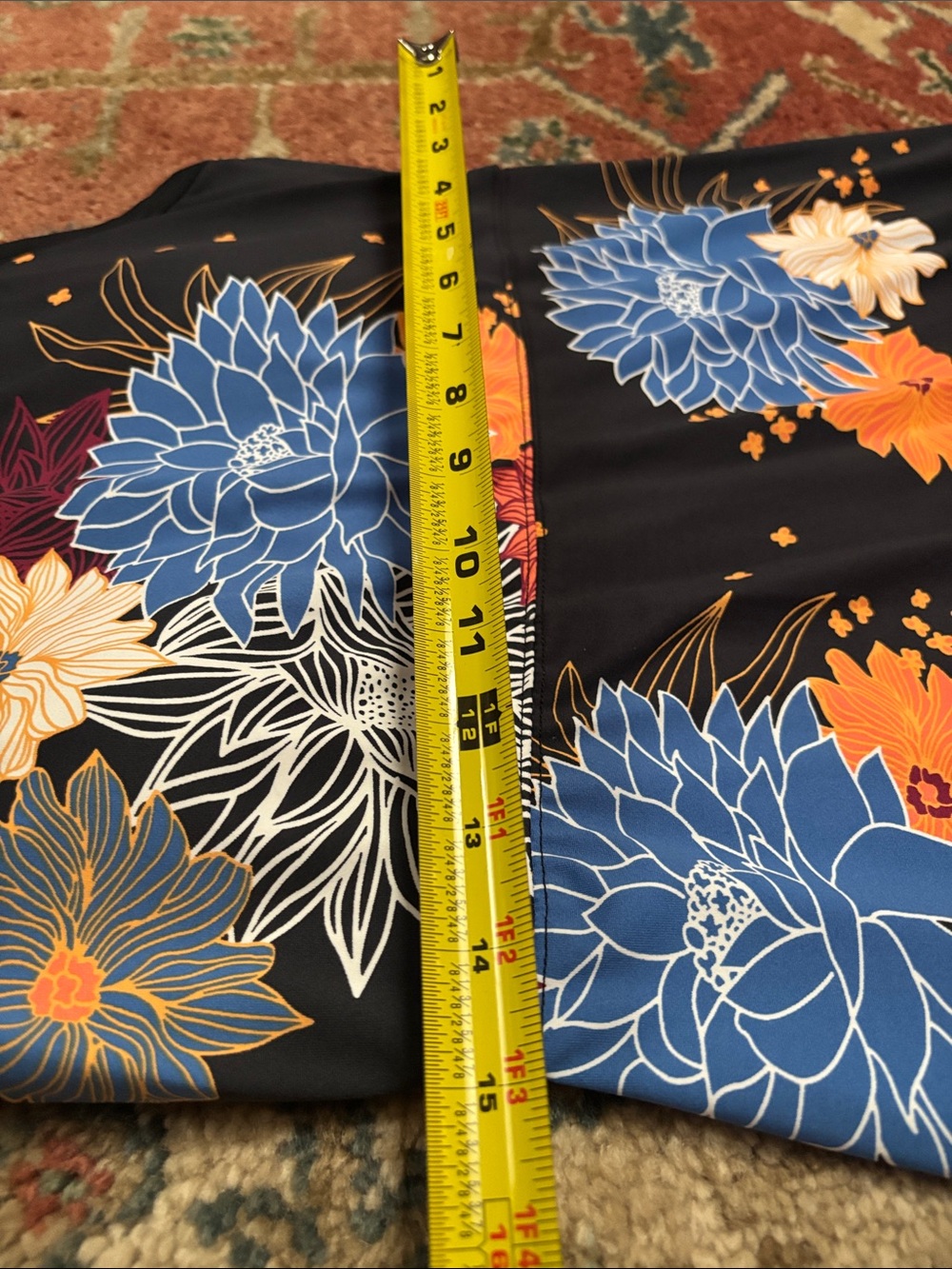 Title Nine Black Floral Sleeveless A-Line Dress with Blue & Orange Blooms - Picture 5 of 5